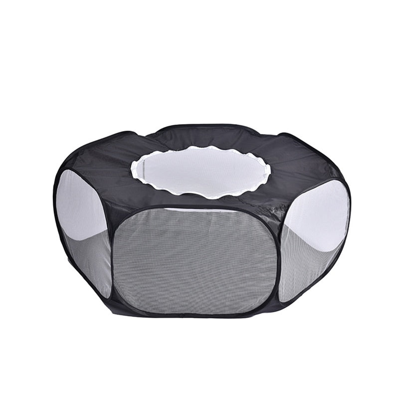 Portable Small Pet Cage Transparent Playpen Open Folding Fence for Small Pets and Rodents