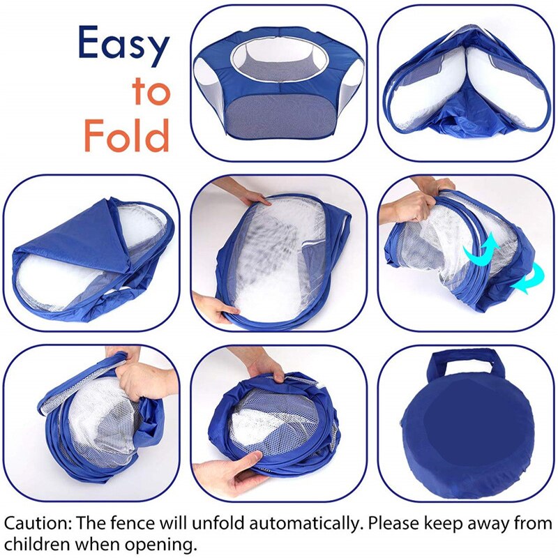 Portable Small Pet Cage Transparent Playpen Open Folding Fence for Small Pets and Rodents