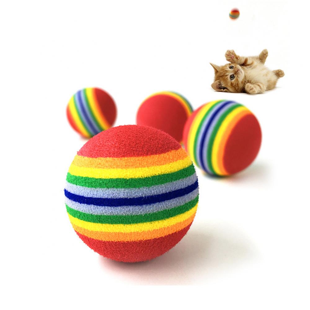 Colorful Cat Interactive Toy Ball Great for Chewing Rattle Scratch Natural Foam Ball