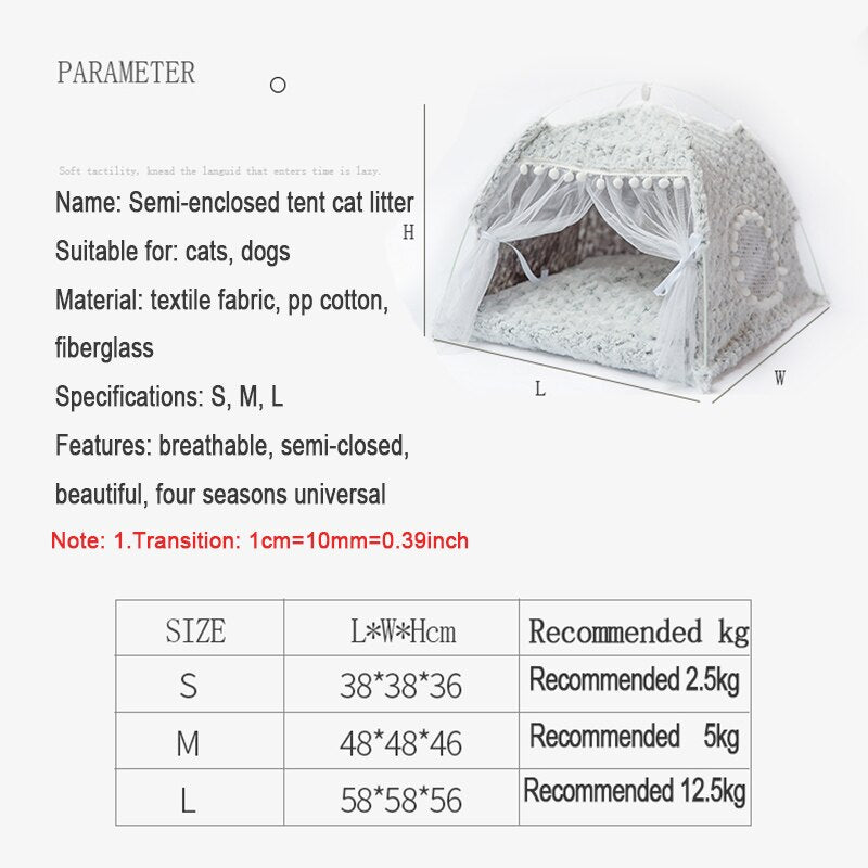 Winter Warm Cat Bed Foldable Tent House