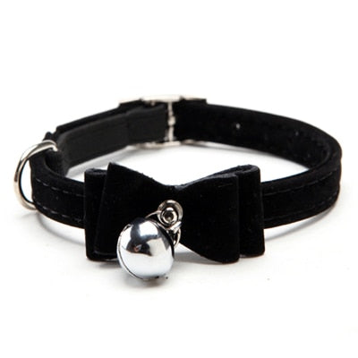 Velvet Bow Tie Cat Collar With A Bell(Multiple colours available)