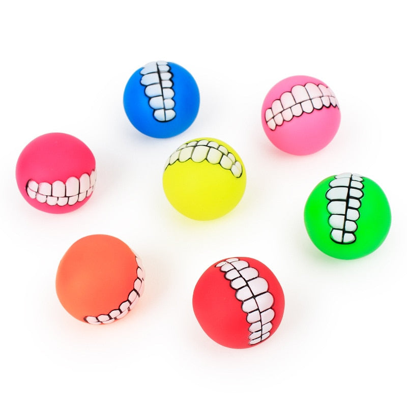 Funny Silicone Dog Ball Chew & Tooth Cleaning Squeaky