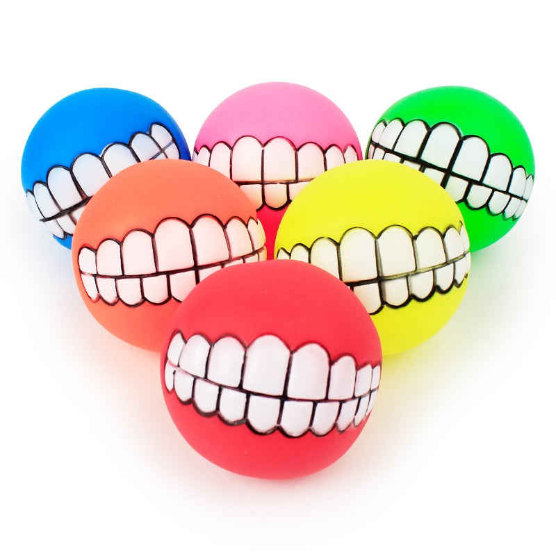 Funny Silicone Dog Ball Chew & Tooth Cleaning Squeaky