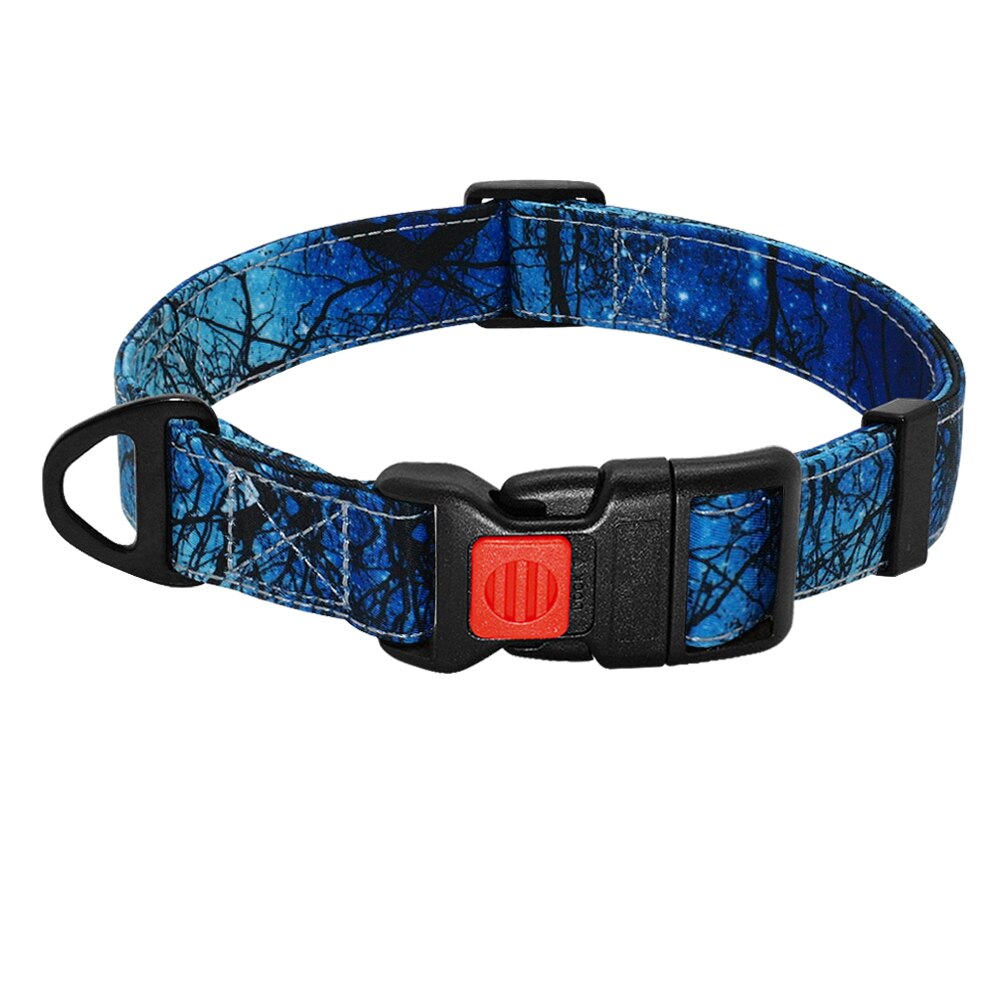 Fashion Nylon Dog Collar with Safety Buckle Soft Printed Collar Adjustable