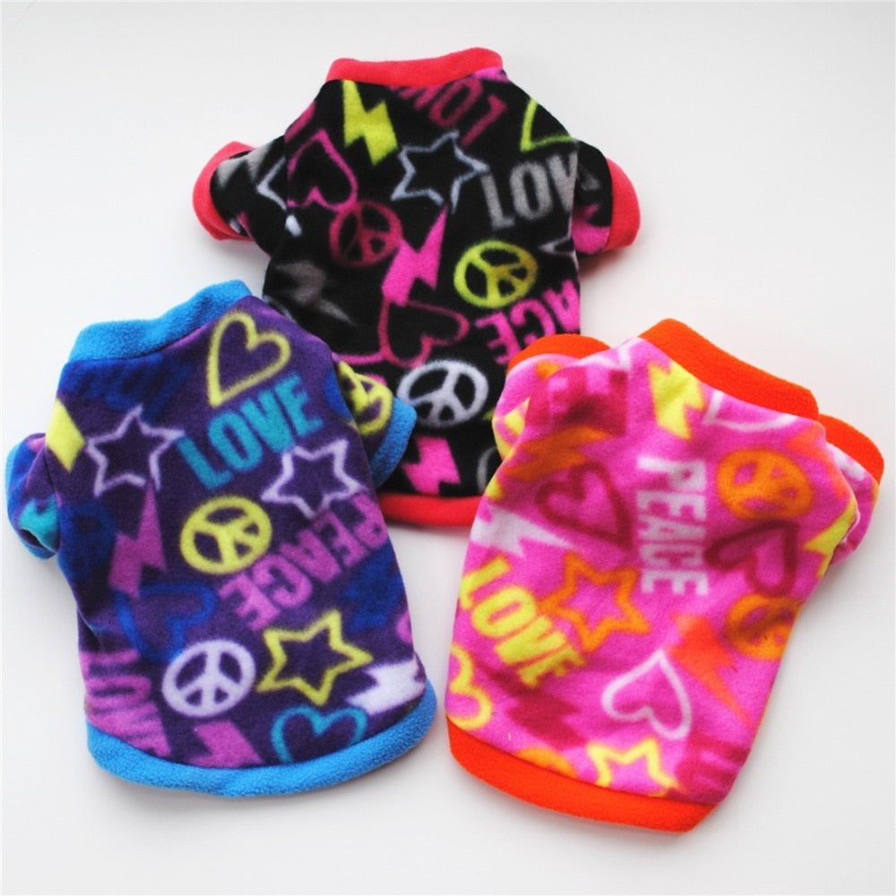 Warm Fleece Dog Pullover in a Range of Cute Designs