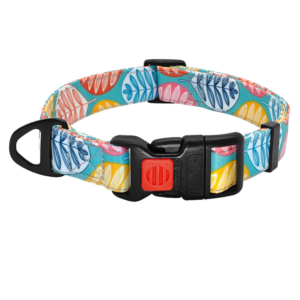 Fashion Nylon Dog Collar with Safety Buckle Soft Printed Collar Adjustable