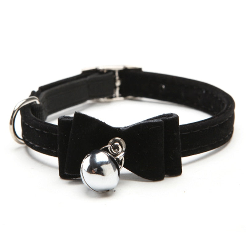 Velvet Bow Tie Cat Collar With A Bell(Multiple colours available)