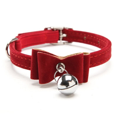Velvet Bow Tie Cat Collar With A Bell(Multiple colours available)
