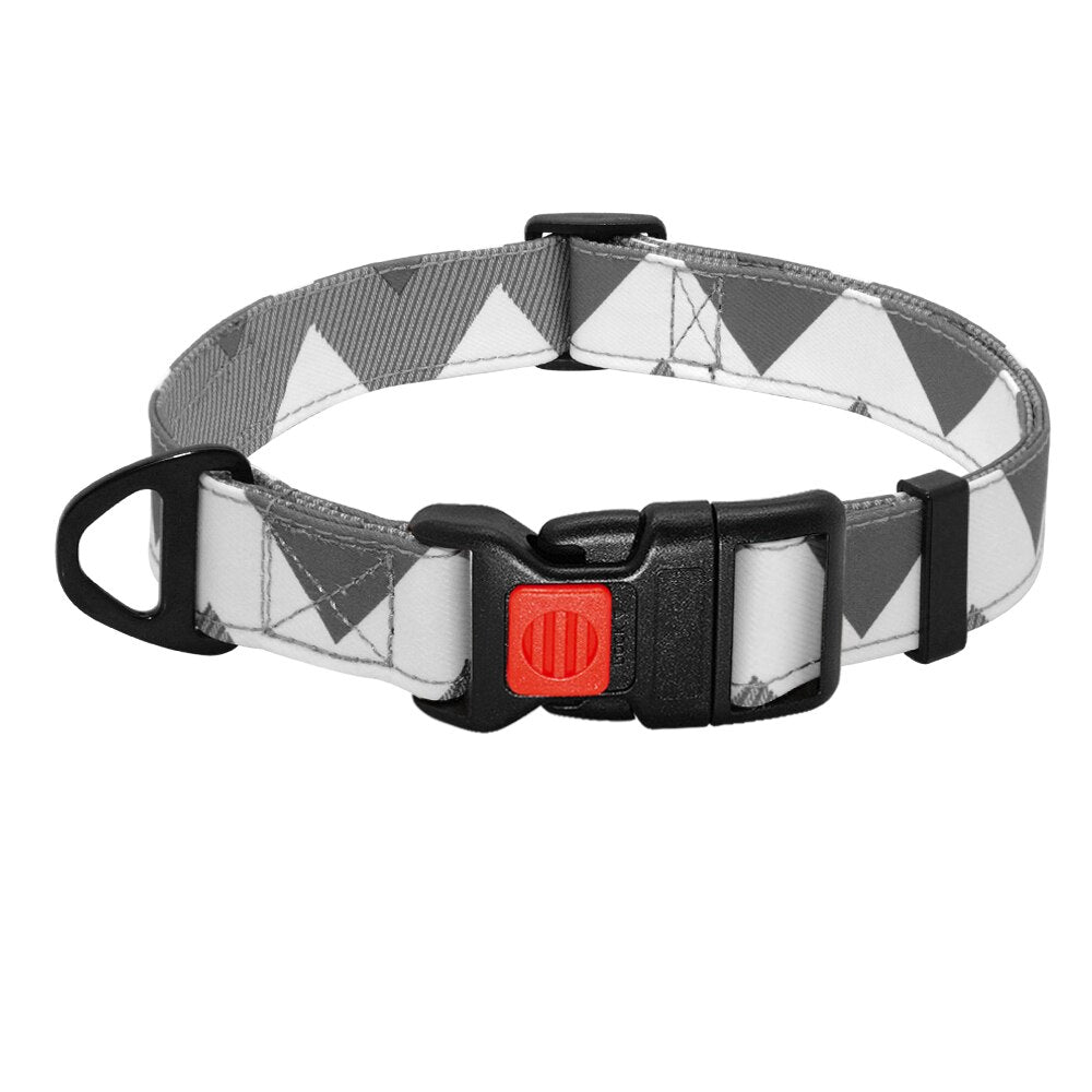 Fashion Nylon Dog Collar with Safety Buckle Soft Printed Collar Adjustable