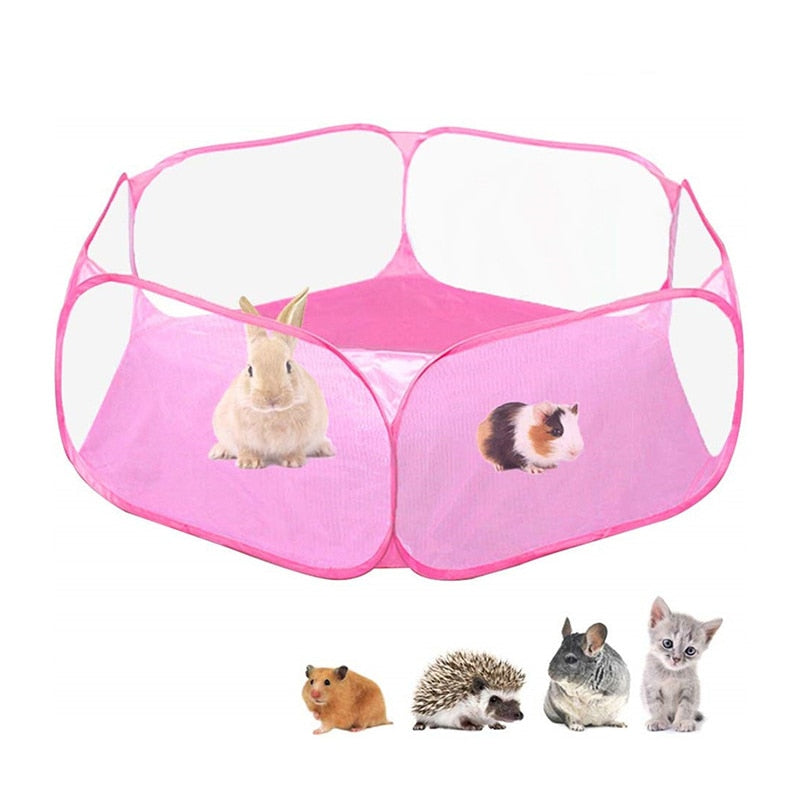 Portable Small Pet Cage Transparent Playpen Open Folding Fence for Small Pets and Rodents