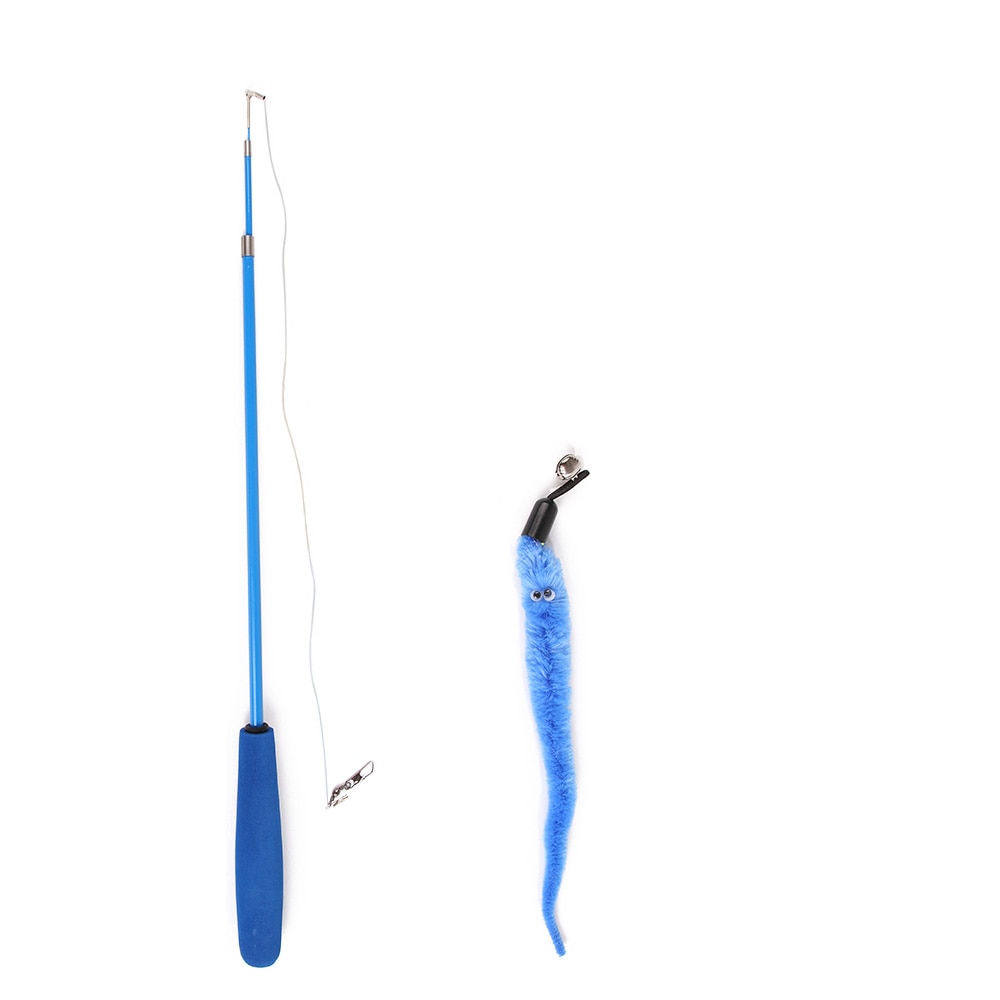 Interactive Toy Feather Teaser with Stick and Retractable Feather/Bell