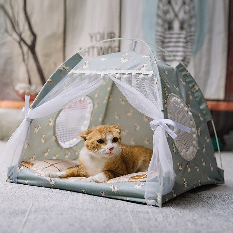 Winter Warm Cat Bed Foldable Tent House