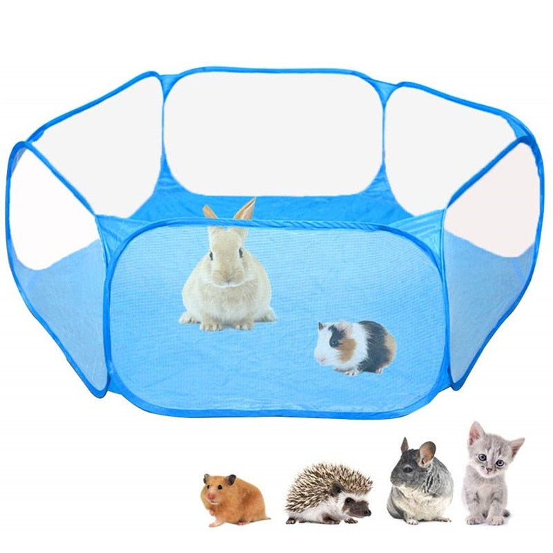 Portable Small Pet Cage Transparent Playpen Open Folding Fence for Small Pets and Rodents