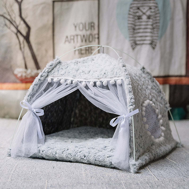 Winter Warm Cat Bed Foldable Tent House