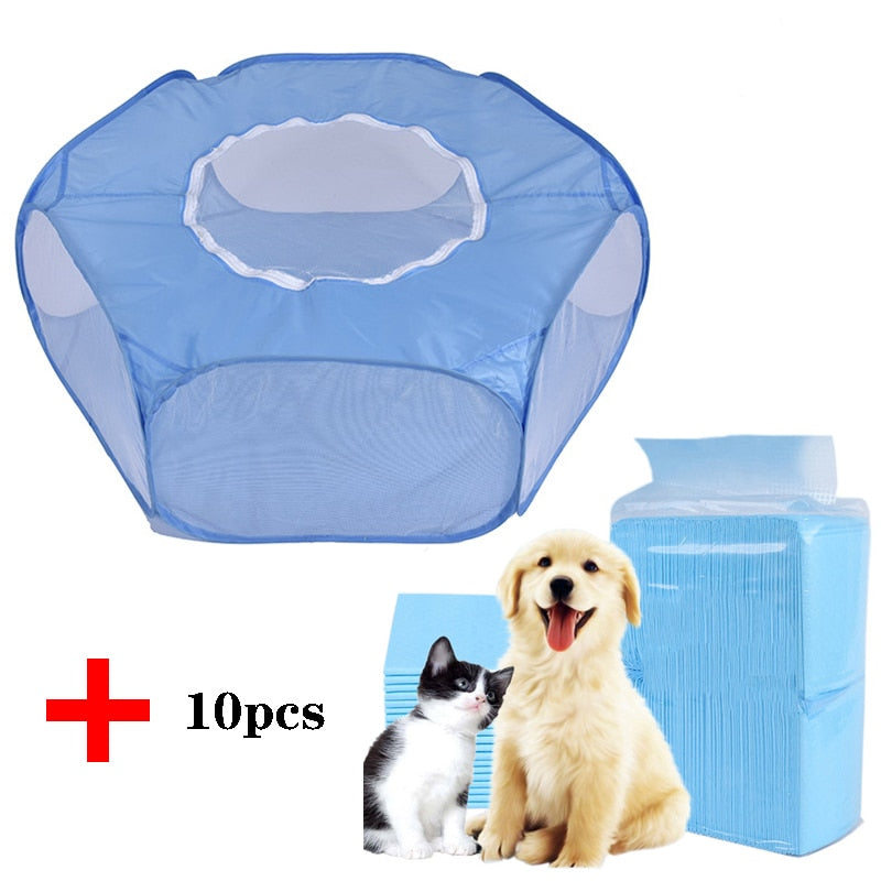Portable Small Pet Cage Transparent Playpen Open Folding Fence for Small Pets and Rodents