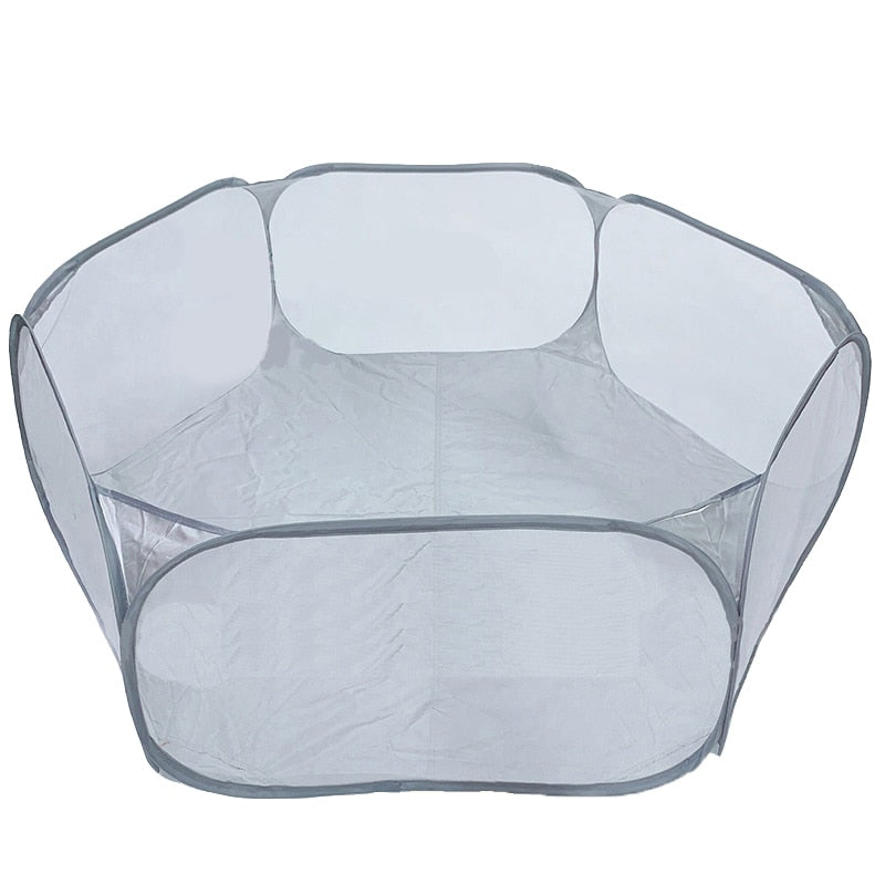 Portable Small Pet Cage Transparent Playpen Open Folding Fence for Small Pets and Rodents