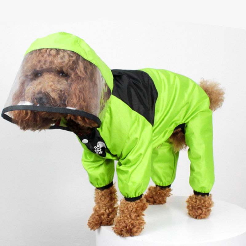 Dogs Transparent Hooded Waterproof Coat