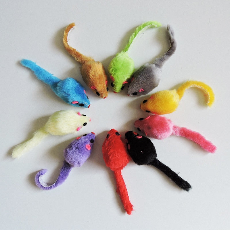 5 Pcs Furry Mice Cat/Kitten Toys