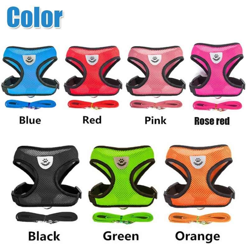 Cat Harness with Lead Adjustable Vest Polyester Mesh Breathable Reflective
