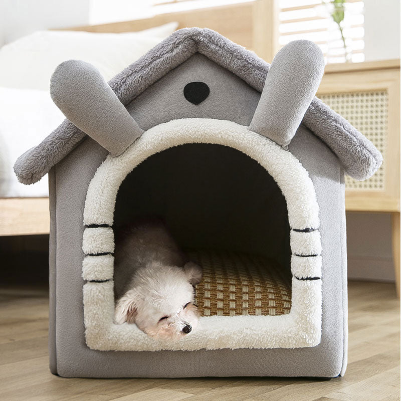Foldable Dog House Bed For Small Medium Dogs Cats Winter Warm Bed