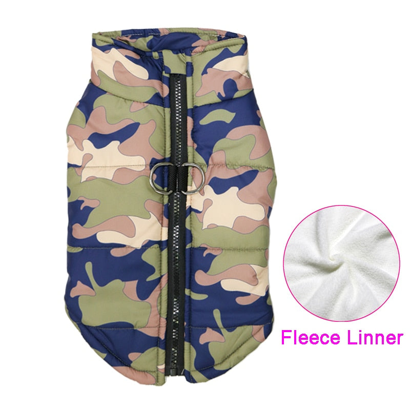Padded Winter Warm Dog Waterproof Zipper Jacket