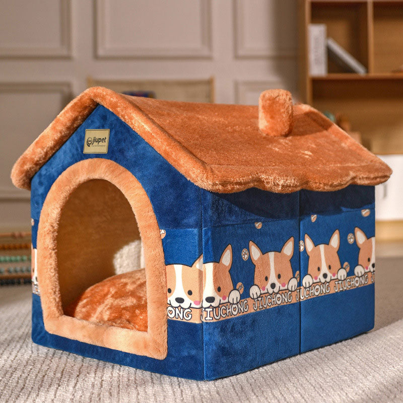Foldable Dog House Bed For Small Medium Dogs Cats Winter Warm Bed