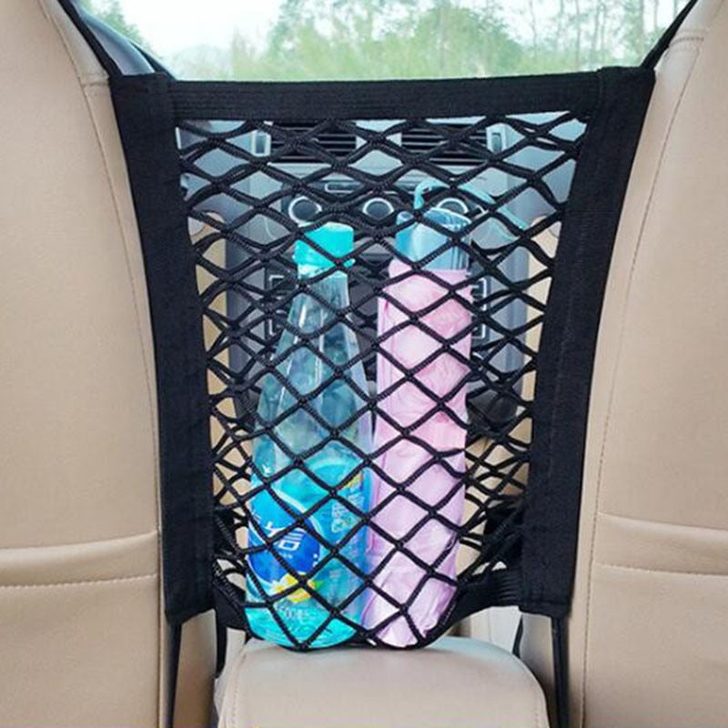 Car Storage Net Bag for Between Seats Pet Barrier Stretchable Elastic Mesh