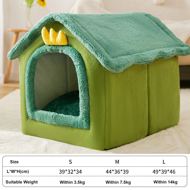 Foldable Dog House Bed For Small Medium Dogs Cats Winter Warm Bed