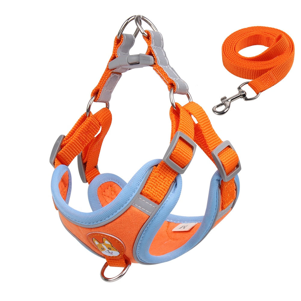 No Pull Pet Dog Harness and Lead Set Adjustable Harness with Reflective Vest