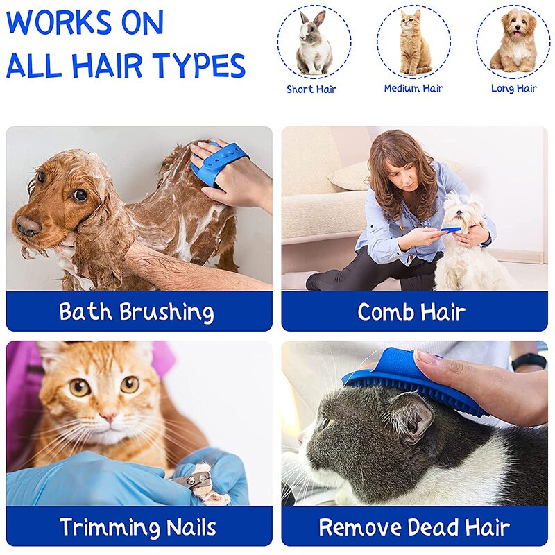 Small Pet And Rodent Grooming Kit with Tear Stain Remover Combs Nail Clippers & Double-Sided Shampoo Bath Brush