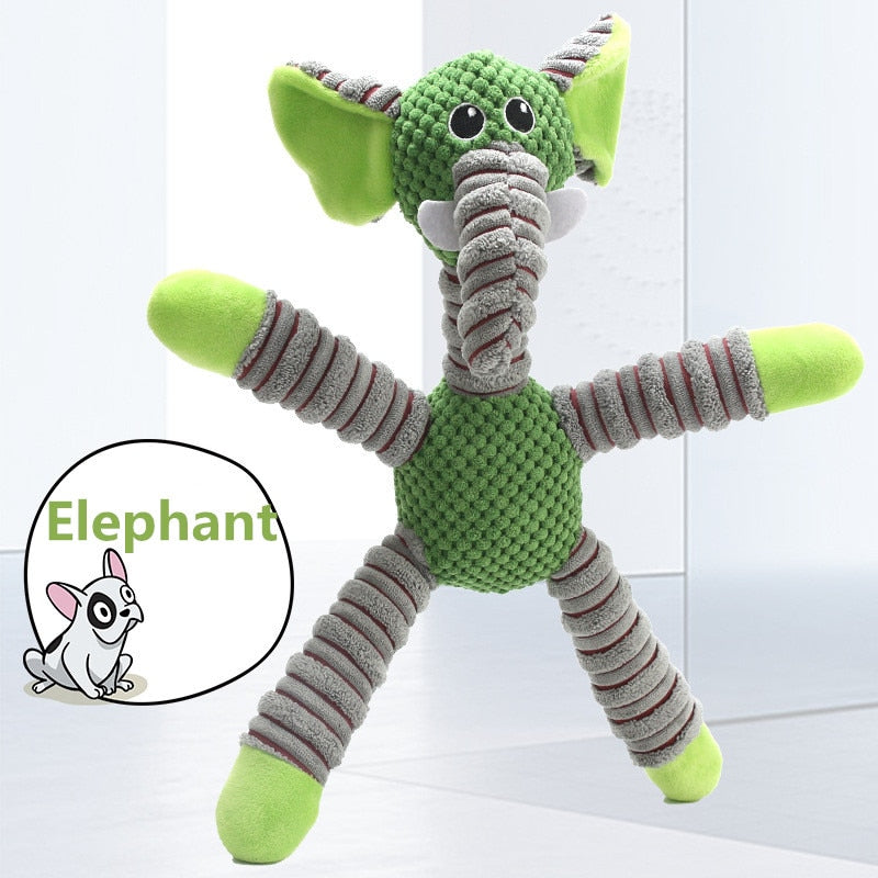 Indestructible Dog Squeaky Toy Animals Soft Plush Chew Toy