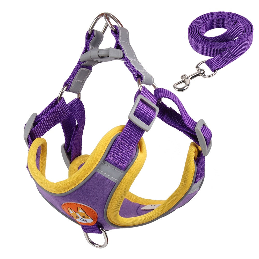No Pull Pet Dog Harness and Lead Set Adjustable Harness with Reflective Vest