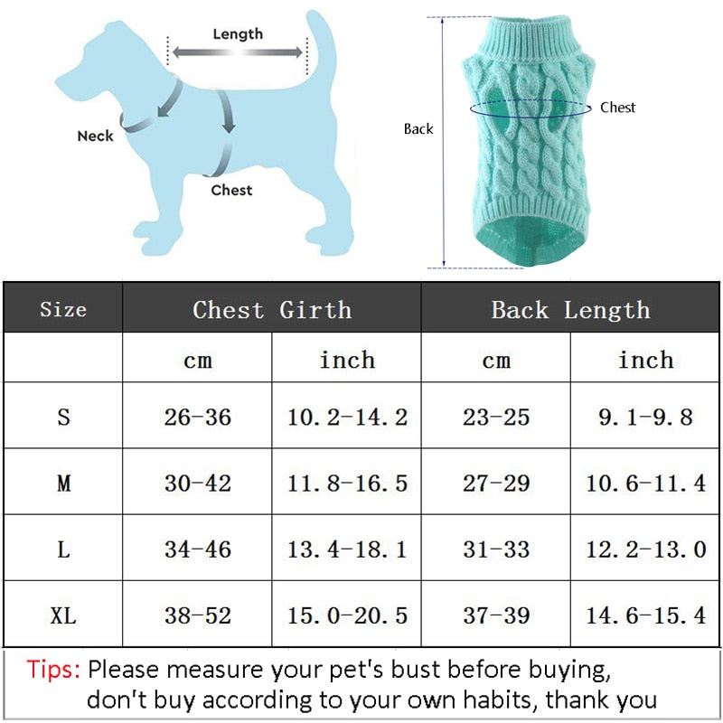 Dog Sweaters for Small Medium Dogs Winter Warm Soft Knit Turtleneck