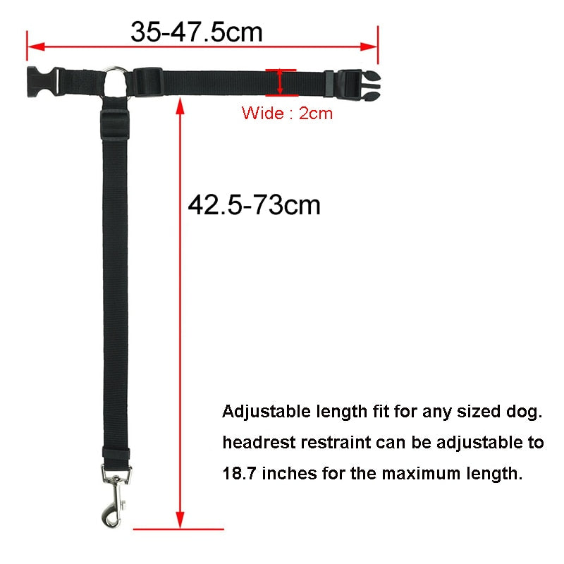 Two-in-one Nylon Adjustable Dogs Car Seat Belt Lead for Backseat Safety