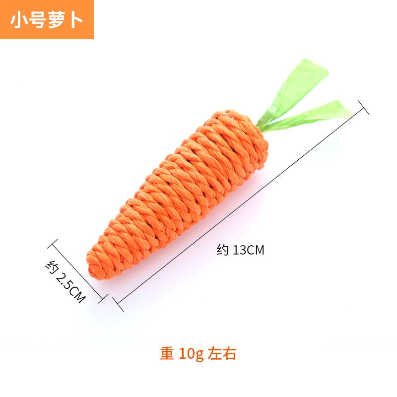 Carrot Pet Cat Toy Paper Rope Chew with Built-in Bell