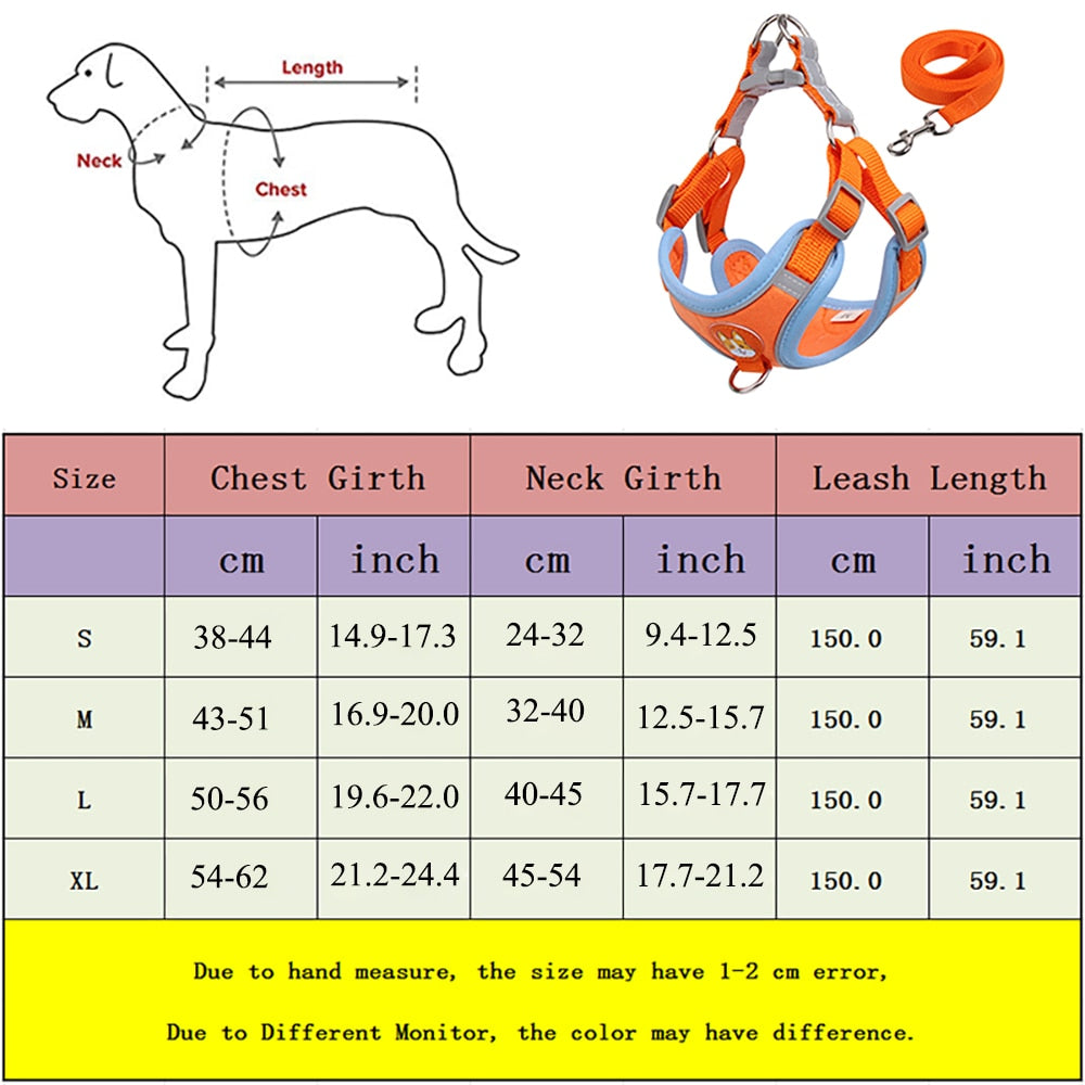 No Pull Pet Dog Harness and Lead Set Adjustable Harness with Reflective Vest