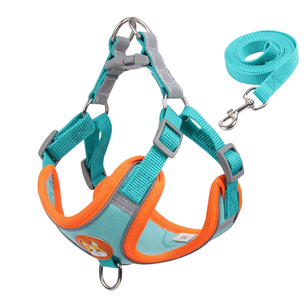 No Pull Pet Dog Harness and Lead Set Adjustable Harness with Reflective Vest