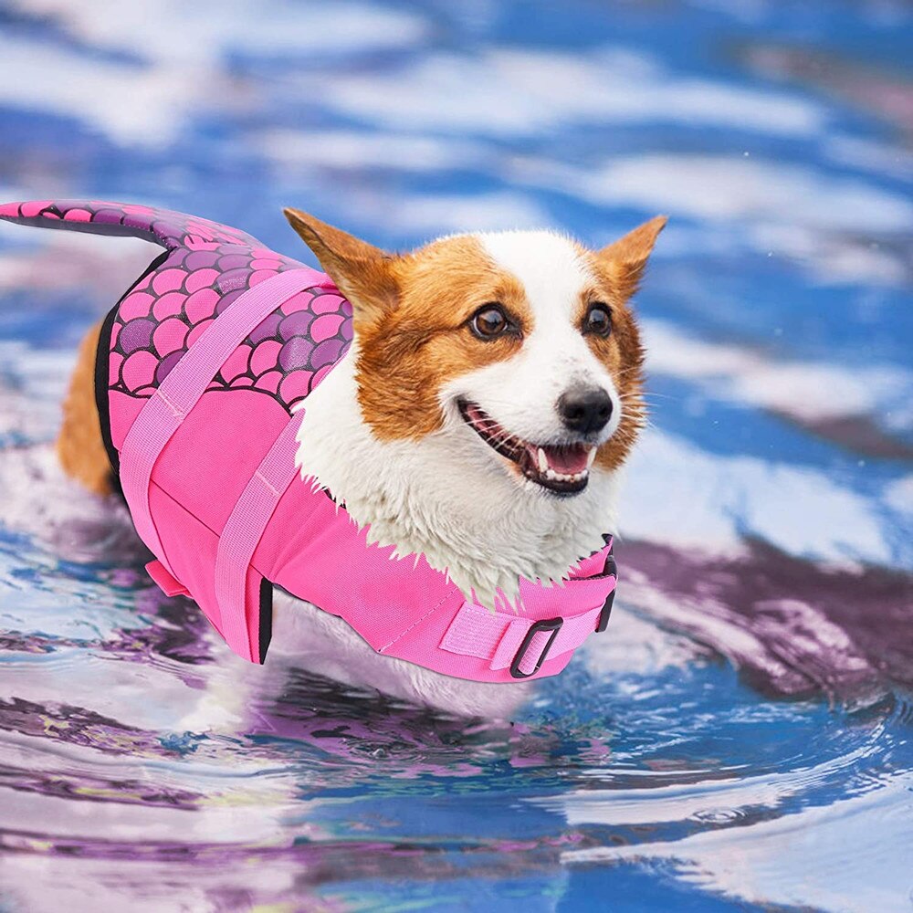 Dog Swimming Vest for Summer Mermaid & Shark Swimwear Dog Life Jacket Harness