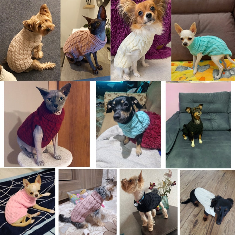 Dog Sweaters for Small Medium Dogs Winter Warm Soft Knit Turtleneck