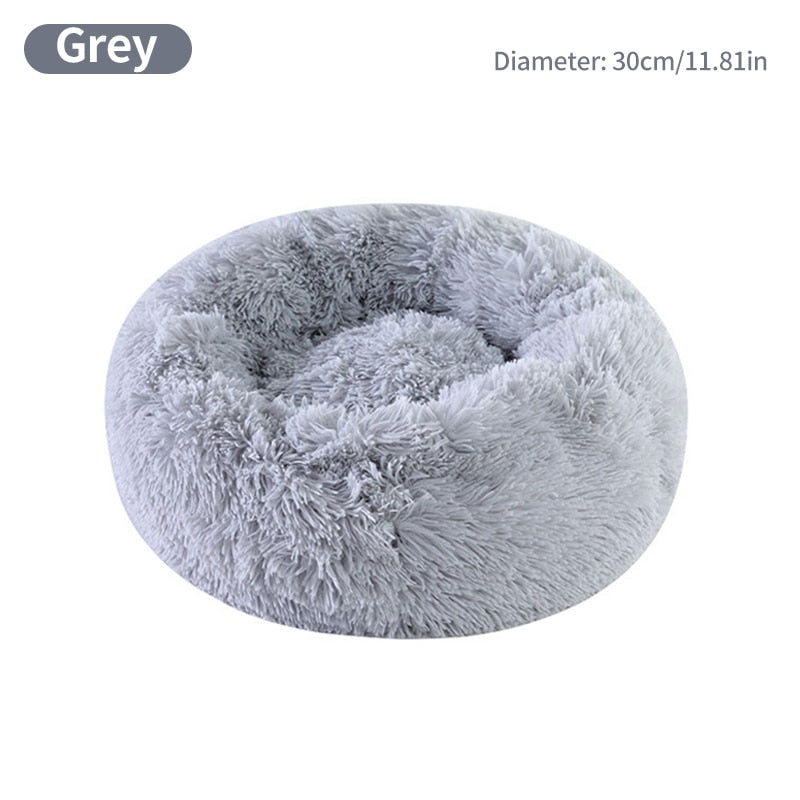 Soft Shaggy Comfy Round Nest Cat Bed Removable Machine Washable Pillow