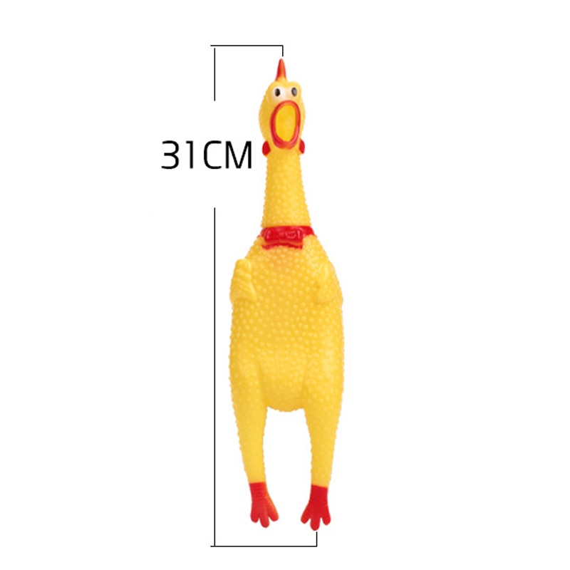 Screaming Chicken Squeeze Sound Dog Chew Toy Durable Funny Yellow Rubber