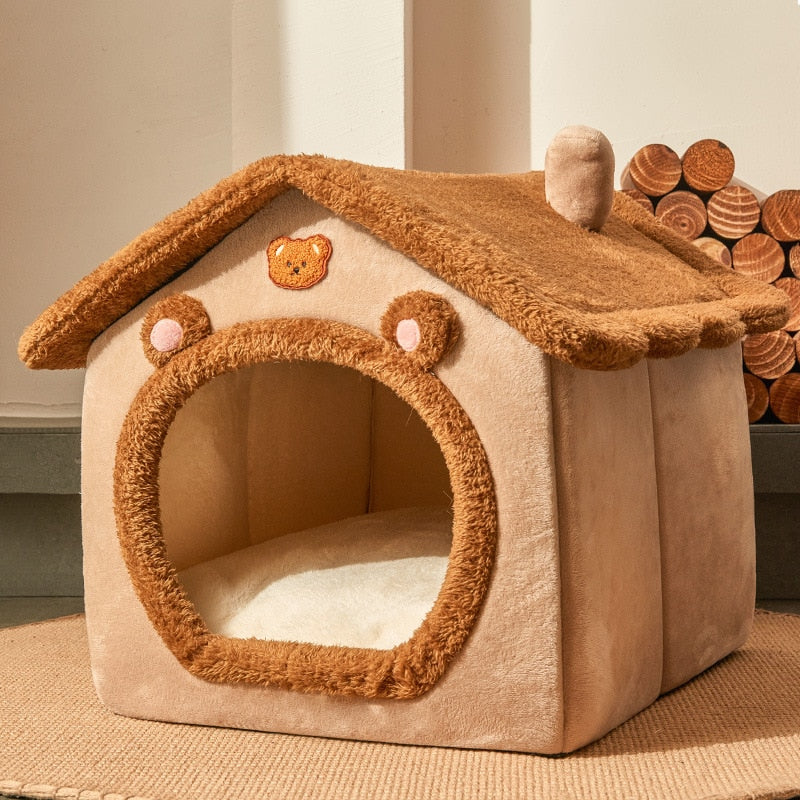 Foldable Dog House Bed For Small Medium Dogs Cats Winter Warm Bed