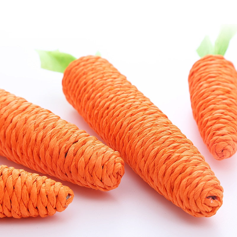 Carrot Pet Cat Toy Paper Rope Chew with Built-in Bell