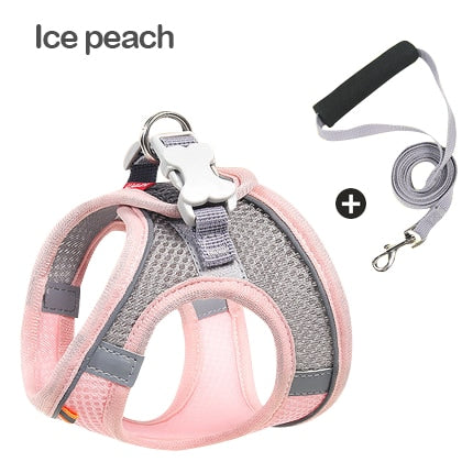 Dog Harness & Lead Reflective Breathable Adjustable for Small Medium Dogs