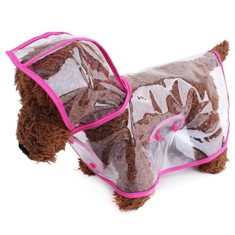 Dogs Transparent Raincoat Hooded Waterproof Soft PVC