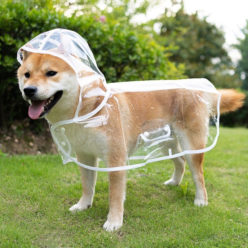 Dogs Transparent Raincoat Hooded Waterproof Soft PVC