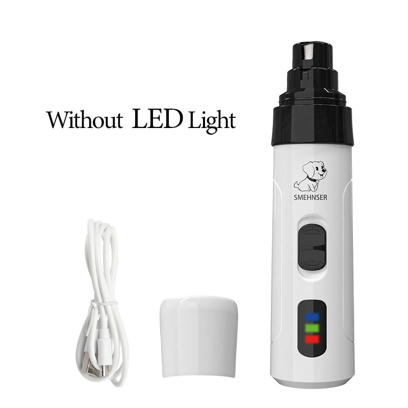 Electric Pet Nail Grinder with LED Light Cat Dogs Nail Clippers USB Rechargeable