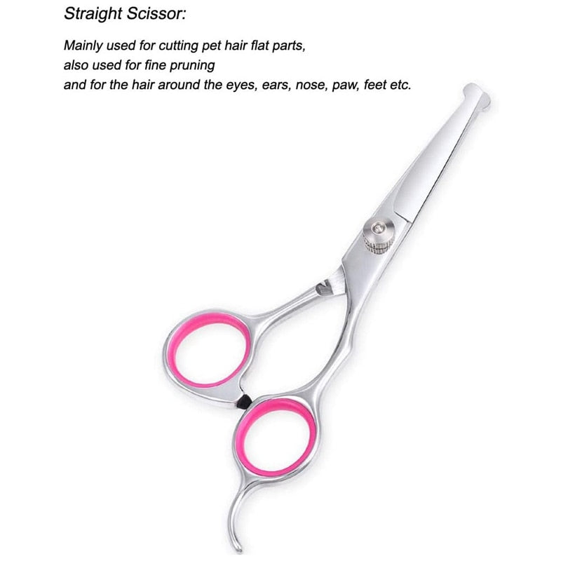 Pet Grooming Scissors Set with Safety Round Tip for Grooming and Hair Care