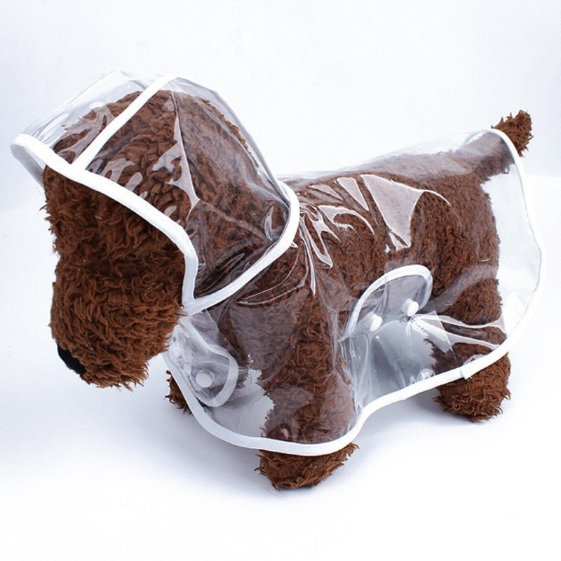 Dogs Transparent Raincoat Hooded Waterproof Soft PVC