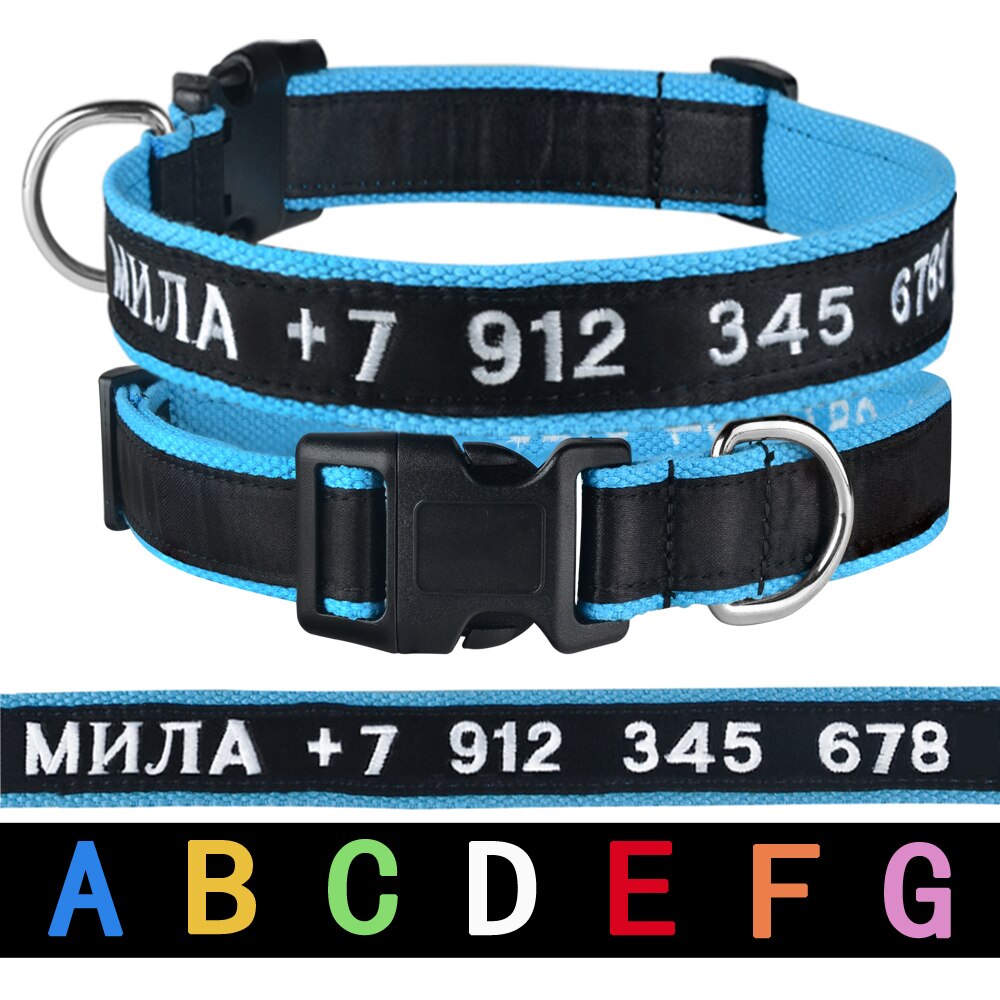 Adjustable Nylon Dog Collar with Embroidered Name(Available in range of colours and sizes)